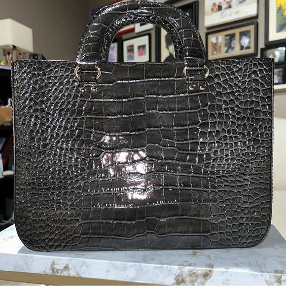♥️ KATE SPADE Knightsbridge Croc Embossed Patent Leather Satchel Handbag - Picture 3 of 5